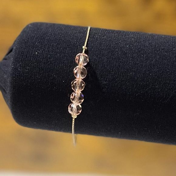 Gold & Pink Beaded Bracelet - Picture 6 of 9